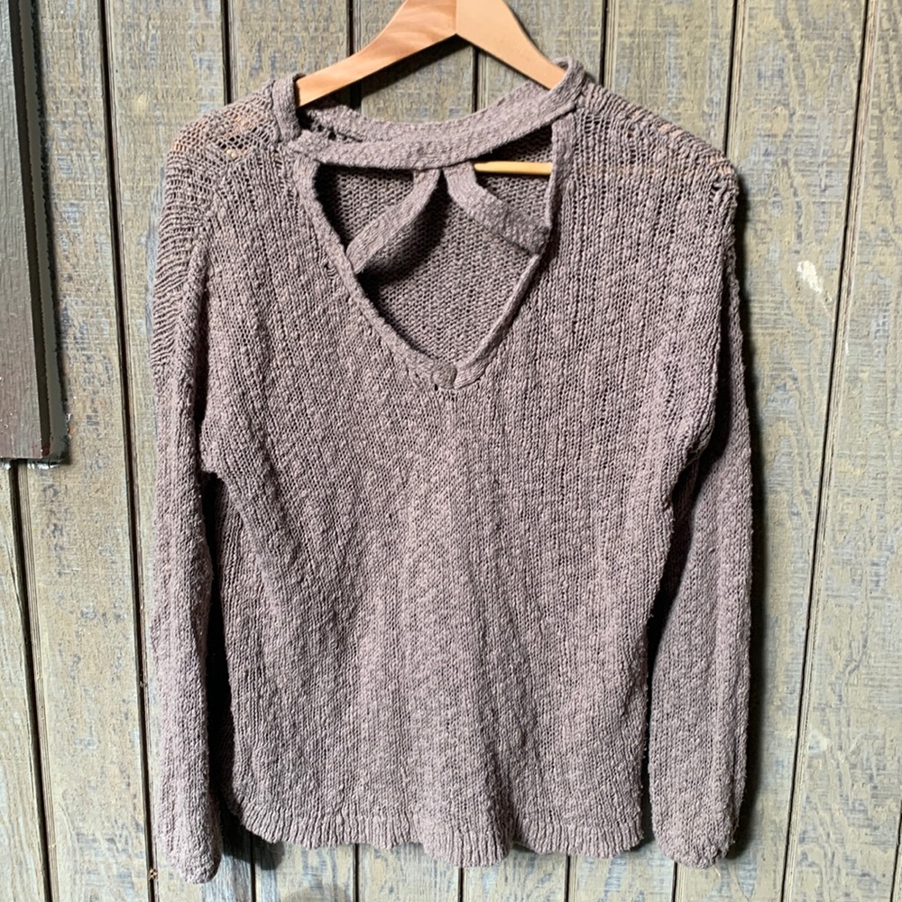 Open back knit sweater-L